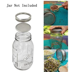 2 Pcs Stainless Steel Mason Jar Sprouting Jar Lids with 2 Pcs Stainless Steel Sprouting Stands for Wide Mouth Mason Jars Canning Jars (Black)