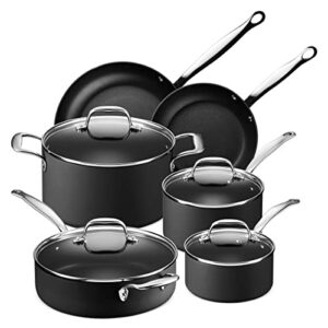 legend slick 10 pc hard anodized nonstick cookware - next gen hard anodized aluminum & steel chef grade pots and pans set for home - pfoa free, non-toxic non-stick surface - oven & dishwasher safe