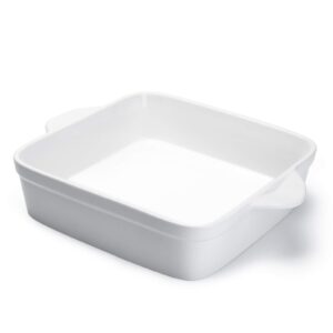 sweese 8x8 inch square porcelain baking dish with double handles - non-stick oven casserole pan for brownie, lasagna, roasting - great for serving or cooking