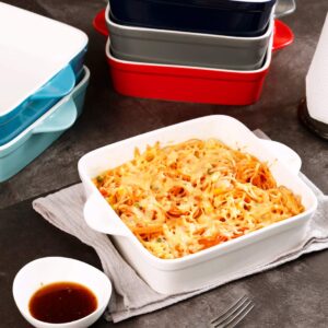 Sweese 8x8 inch Square Porcelain Baking Dish with Double Handles - Non-Stick Oven Casserole Pan for Brownie, Lasagna, Roasting - Great for Serving or Cooking