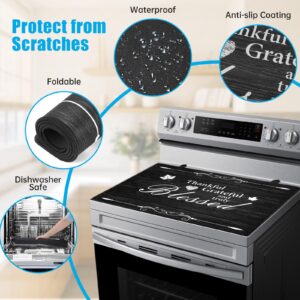Stove Top Cover for Electric Stove (28.5”x 20.5”), Heat Resistant Glass Cooktop Cover, Multipurpose Stove/Counter/Washer Top Protector, Dishwasher Safe Natural Rubber (Thankful)