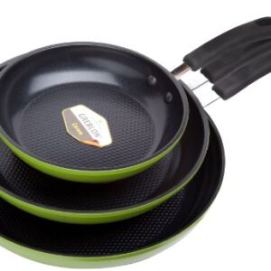 Ozeri Frying Pan 3-Piece Set (8", 10", 12") – 100% PTFE PFC, APEO, GenX, NMP and NEP-Free German-Made Coating, Green