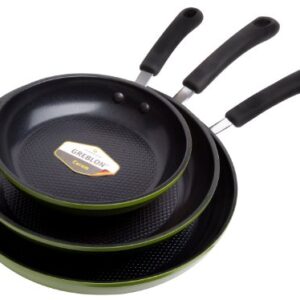 Ozeri Frying Pan 3-Piece Set (8", 10", 12") – 100% PTFE PFC, APEO, GenX, NMP and NEP-Free German-Made Coating, Green