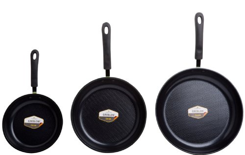 Ozeri Frying Pan 3-Piece Set (8", 10", 12") – 100% PTFE PFC, APEO, GenX, NMP and NEP-Free German-Made Coating, Green