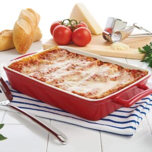 Mrs. Anderson’s Baking Oblong Rectangular Baking Dish Roasting Lasagna Pan with Handles, Ceramic, Rose, 13-In x 9-In x 2.5-In