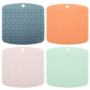 silicone pot holder 4 pack silicone trivet mat - non slip heat resistant trivet hot pads for kitchen silicone pot holder for kitchens jar opener, spoon holder, oven mitts, placemats, pot holders