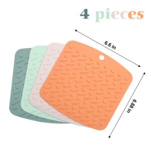 Silicone Pot Holder 4 Pack Silicone Trivet Mat - Non Slip Heat Resistant Trivet Hot Pads for Kitchen Silicone Pot Holder for Kitchens Jar Opener, Spoon Holder, Oven Mitts, Placemats, Pot Holders