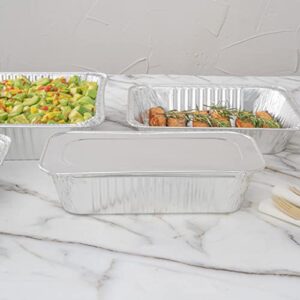 Restaurantware LIDS ONLY: Foil Lux Foil Pan Lids 25 Oven-Ready Foil Tray Lids -Pans Sold Separately Fits 1/3 Third-Size Steam Table Lids FreezableSilver Aluminum Disposable Baking Pan Lids