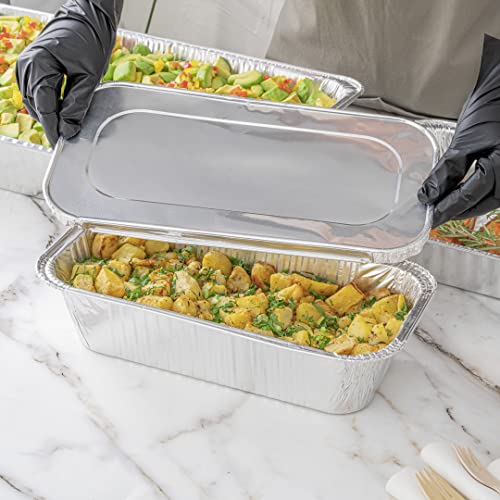 Restaurantware LIDS ONLY: Foil Lux Foil Pan Lids 25 Oven-Ready Foil Tray Lids -Pans Sold Separately Fits 1/3 Third-Size Steam Table Lids FreezableSilver Aluminum Disposable Baking Pan Lids
