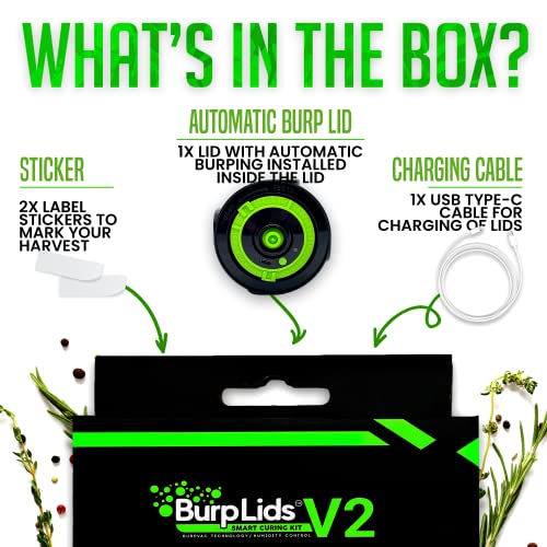 Burp Lids V2 Curing Lid - Automatic Burping - Built-In Extraction Pump - Vacuum Sealed for Successful Cure - Extend Product Shelf Life - Fits All Wide Mouth Mason Jar