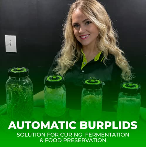 Burp Lids V2 Curing Lid - Automatic Burping - Built-In Extraction Pump - Vacuum Sealed for Successful Cure - Extend Product Shelf Life - Fits All Wide Mouth Mason Jar