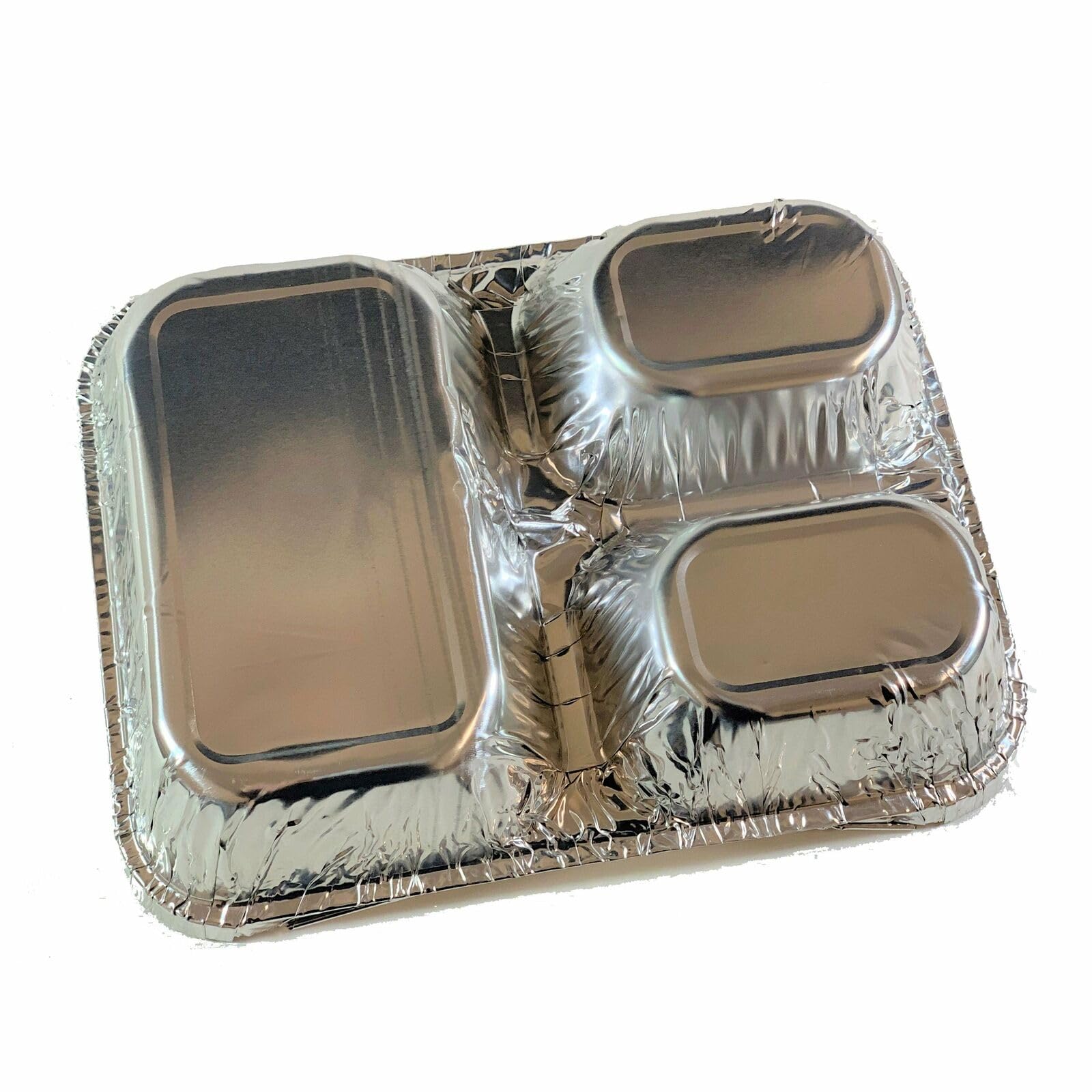 DCS Deals Disposable Aluminum Dinner Tray with Paper Lids (Pack of 25) – 3 Compartment Foil Pan – Perfect for On the Go Lunches, Leftovers, TV Plate or Takeout