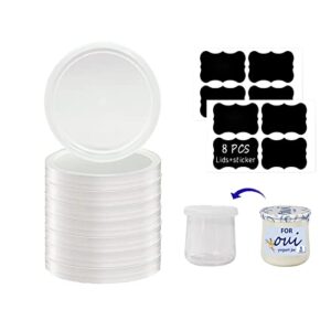 oui yogurt jar lids - 8 pack oui lids - and oui yogurt bottle label,for 5 oz oui yogurt jars (white)