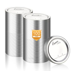 100 counts mason jar lids regular mouth canning lids with leakproof & airtight seal features for kerr & ball jar lids, split-type metal - food grade material, silver/70 mm
