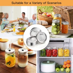 100 Counts Mason Jar Lids Regular Mouth Canning Lids with Leakproof & Airtight Seal Features for Kerr & Ball Jar Lids, Split-Type Metal - Food Grade Material, Silver/70 MM