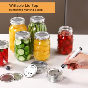 100 Counts Mason Jar Lids Regular Mouth Canning Lids with Leakproof & Airtight Seal Features for Kerr & Ball Jar Lids, Split-Type Metal - Food Grade Material, Silver/70 MM