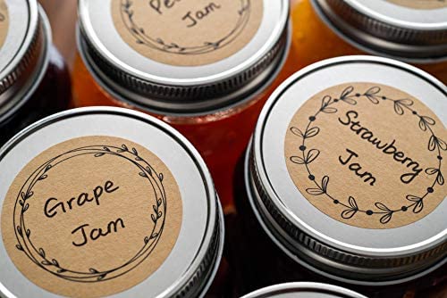 MONEST (500pc/Roll) 2" Label Stickers for Jars and Lids -(Floral BnW)- Pantry Labels | Mason Jar Labels | Sticker Labels | Canning Labels | Spice Labels | Bottle Labels | Mason Jar Labels