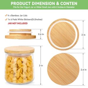 Lid Fits Oui Yogurt Jar, 4 Pack Bamboo Reusable Lids Wood Cover Compatible with Yoplait Yogurt Jar, Airtight & Dishwasher Safe