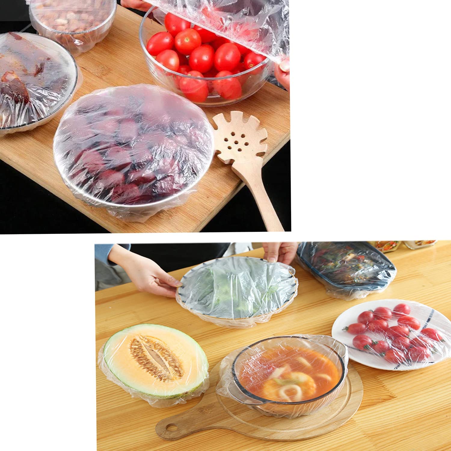 Ayaoch Fresh Keeping Bags 100pcs Food Covers,Reusable Elastic Food Storage Covers, Plastic Sealing Elastic Stretch Bowl Lids, Universal Kitchen Wrap Seal Caps (100pcs)