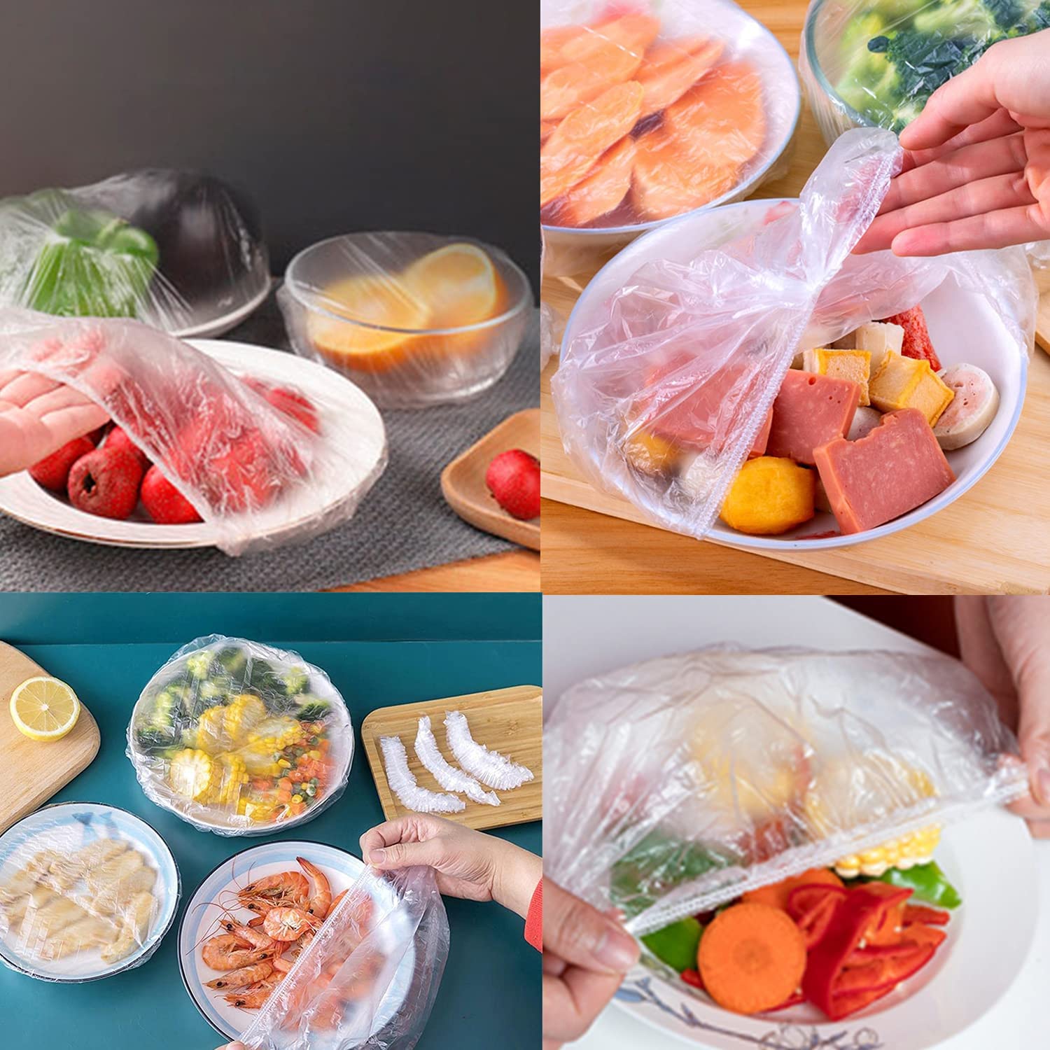 Ayaoch Fresh Keeping Bags 100pcs Food Covers,Reusable Elastic Food Storage Covers, Plastic Sealing Elastic Stretch Bowl Lids, Universal Kitchen Wrap Seal Caps (100pcs)