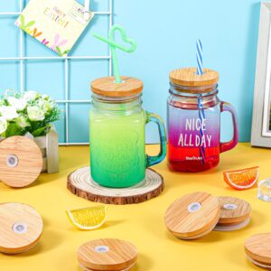 Sieral 70mm Bamboo Jar Lids with Straw Hole for Glass Cups Reusable Wooden Mason Jar Lids for Beer Can Cups 2.76inch Canning Lids with Silicone Ring for Regular Mouth Drinking Jars(20 Pcs)