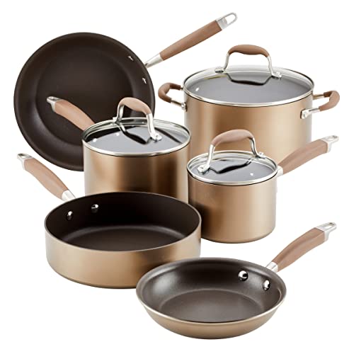 Anolon Advanced Hard Anodized Nonstick Cookware / Pots and Pans Set, 9 Piece - Bronze