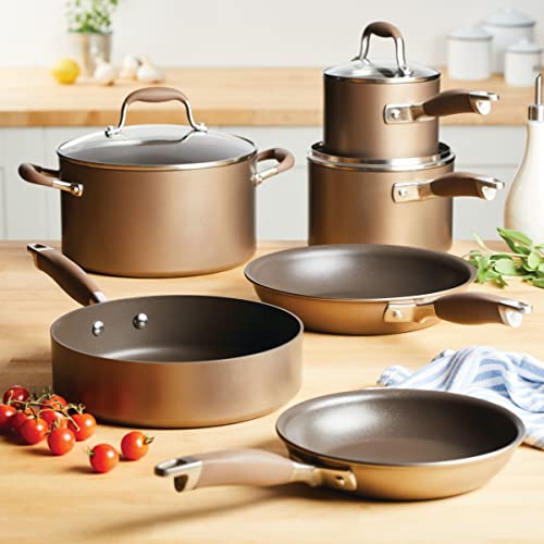 Anolon Advanced Hard Anodized Nonstick Cookware / Pots and Pans Set, 9 Piece - Bronze