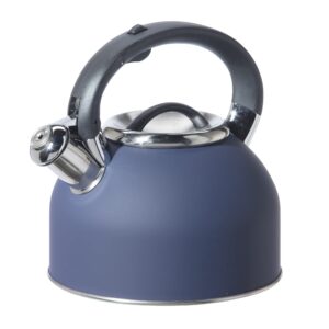 oggi tea kettle for stove top - 64oz / 1.9lt, stainless steel kettle with loud whistle, ideal hot water kettle and water boiler - blue