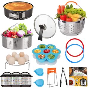 accessories set compatible with 8 quart pot only with sealing rings, tempered glass lid, and steamer basket.