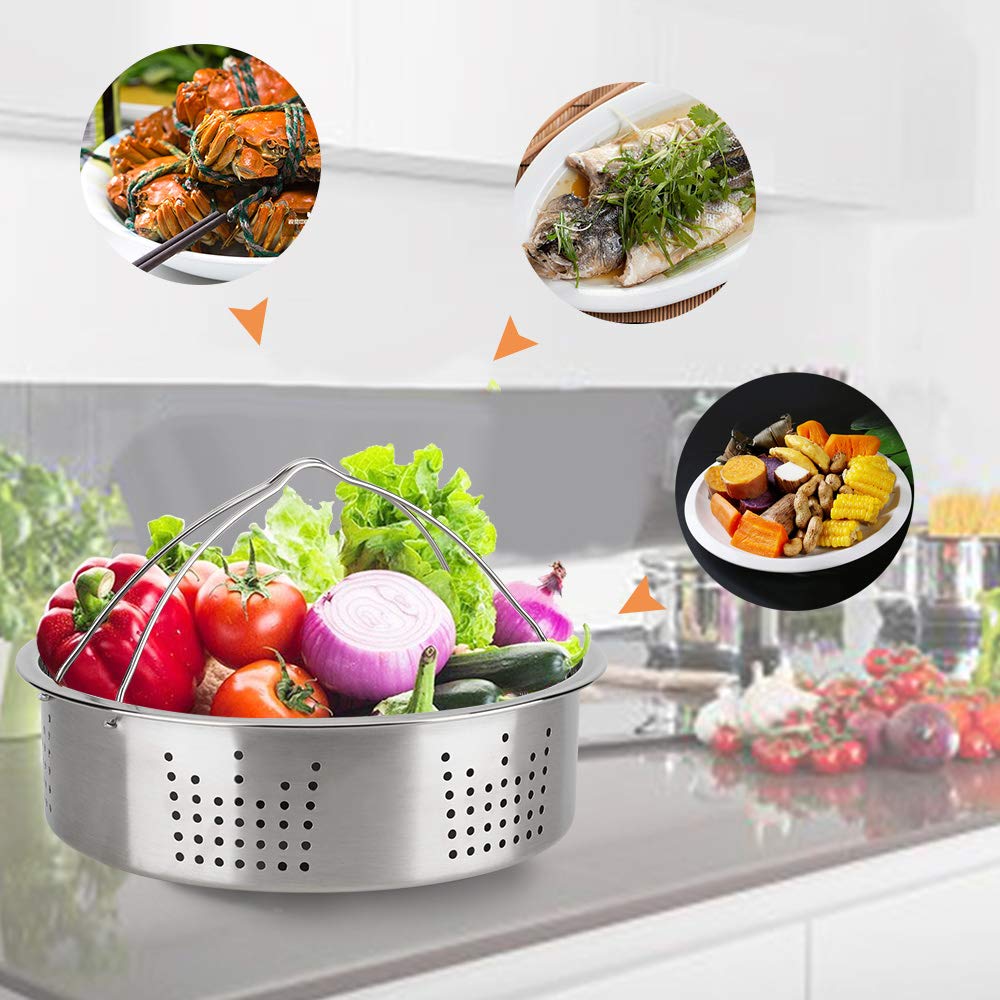 Accessories Set Compatible with 8 Quart Pot Only with Sealing Rings, Tempered Glass Lid, and Steamer Basket.