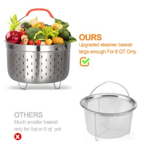 Accessories Set Compatible with 8 Quart Pot Only with Sealing Rings, Tempered Glass Lid, and Steamer Basket.