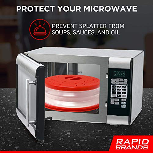 Rapid Brands Microwave Splatter Cover | Collapsible and Reusable Food Cover | Home, Dorm, Office, and Apartment Essentials | Dishwasher-Safe, Microwaveable, and BPA-Free