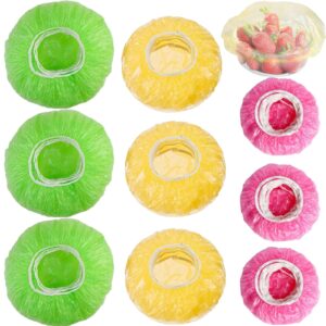 elastic food bowl covers reusable - stretch plastic wrap bowl storage covers, 60pcs colorful plastic kitchen storage lids elastic alternative to foil for family outdoor picnic (3 size)