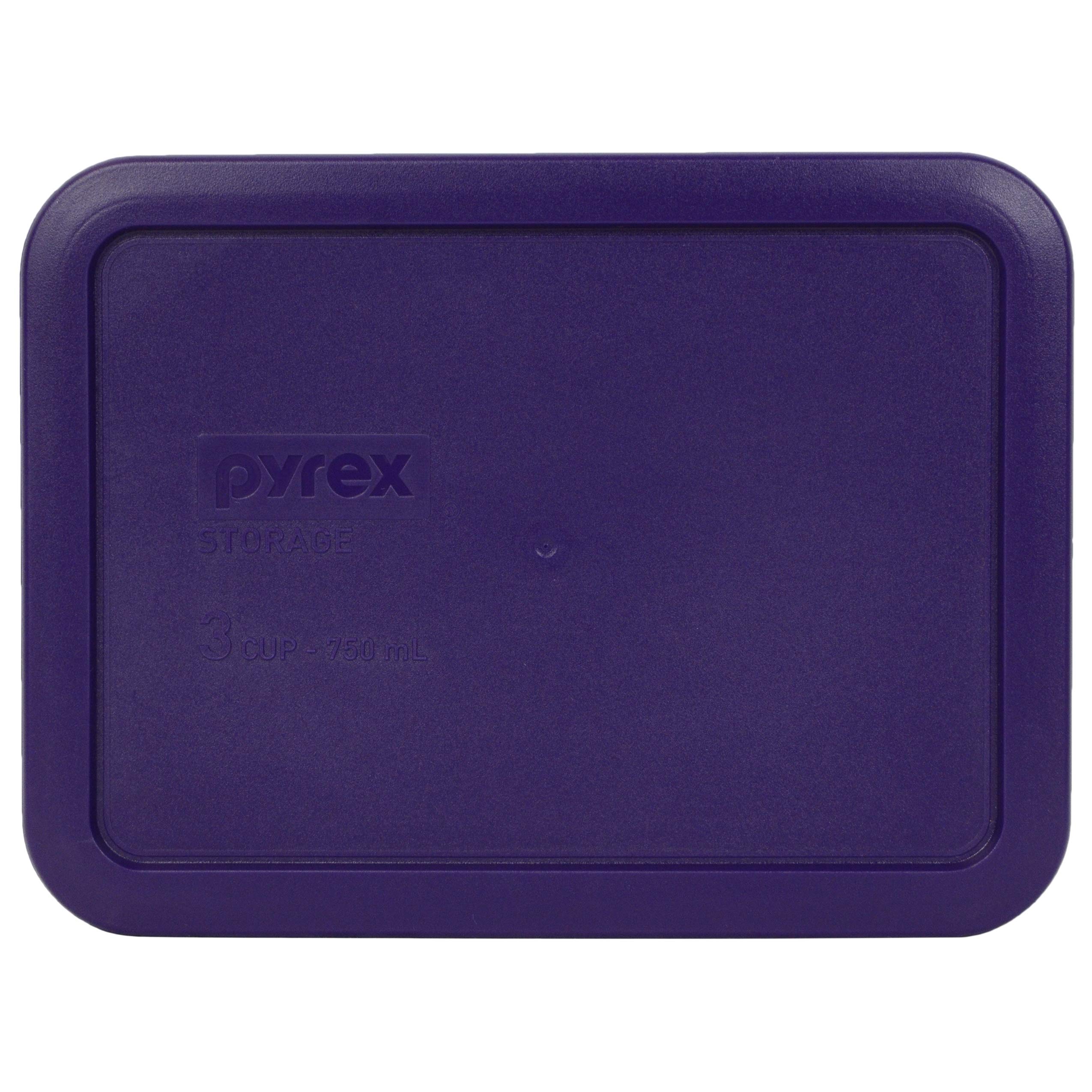 Pyrex (1) 7210-PC 3-Cup Purple Lid, (1) 7210-PC 3-Cup Turquoise Lid, and (1) 7210-PC 3-Cup Green Edamame Lid - Made in the USA