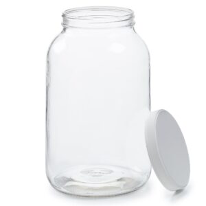 empty 1 gallon glass jar w/airtight leakproof plastic lid - wide mouth easy to clean - bpa free & dishwasher safe - usda certified - kombucha tea, kefir, canning, sun tea, fermentation, food storage