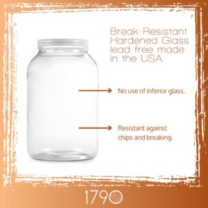 Empty 1 Gallon Glass Jar w/Airtight Leakproof Plastic Lid - Wide Mouth Easy to Clean - BPA Free & Dishwasher Safe - USDA Certified - Kombucha Tea, Kefir, Canning, Sun Tea, Fermentation, Food Storage