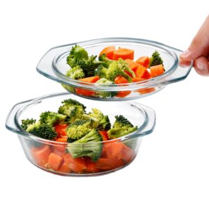 clear round glass casserole by nutriups | small oven safe casserole dish, 0.65 l