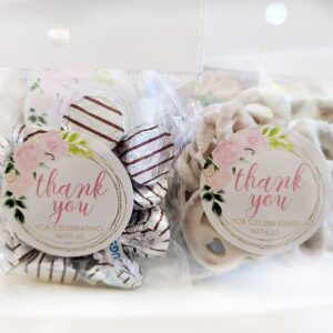 1.9 Inch Stickers Thank You for Celebrating with Us Labels Girl Baby Shower or Wedding Favors Set of 60 (Floral)