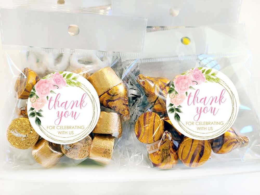 1.9 Inch Stickers Thank You for Celebrating with Us Labels Girl Baby Shower or Wedding Favors Set of 60 (Floral)