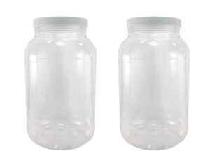 pinnacle mercantile crystal clear pet plastic jars with screw on lids 64 oz set of 3 wide mouth