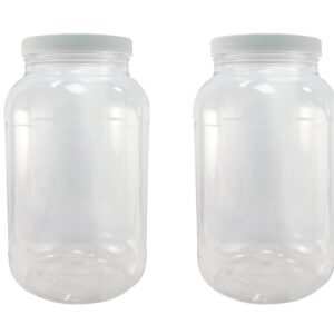 Pinnacle Mercantile Crystal Clear PET Plastic Jars with Screw on Lids 64 oz Set of 3 Wide Mouth