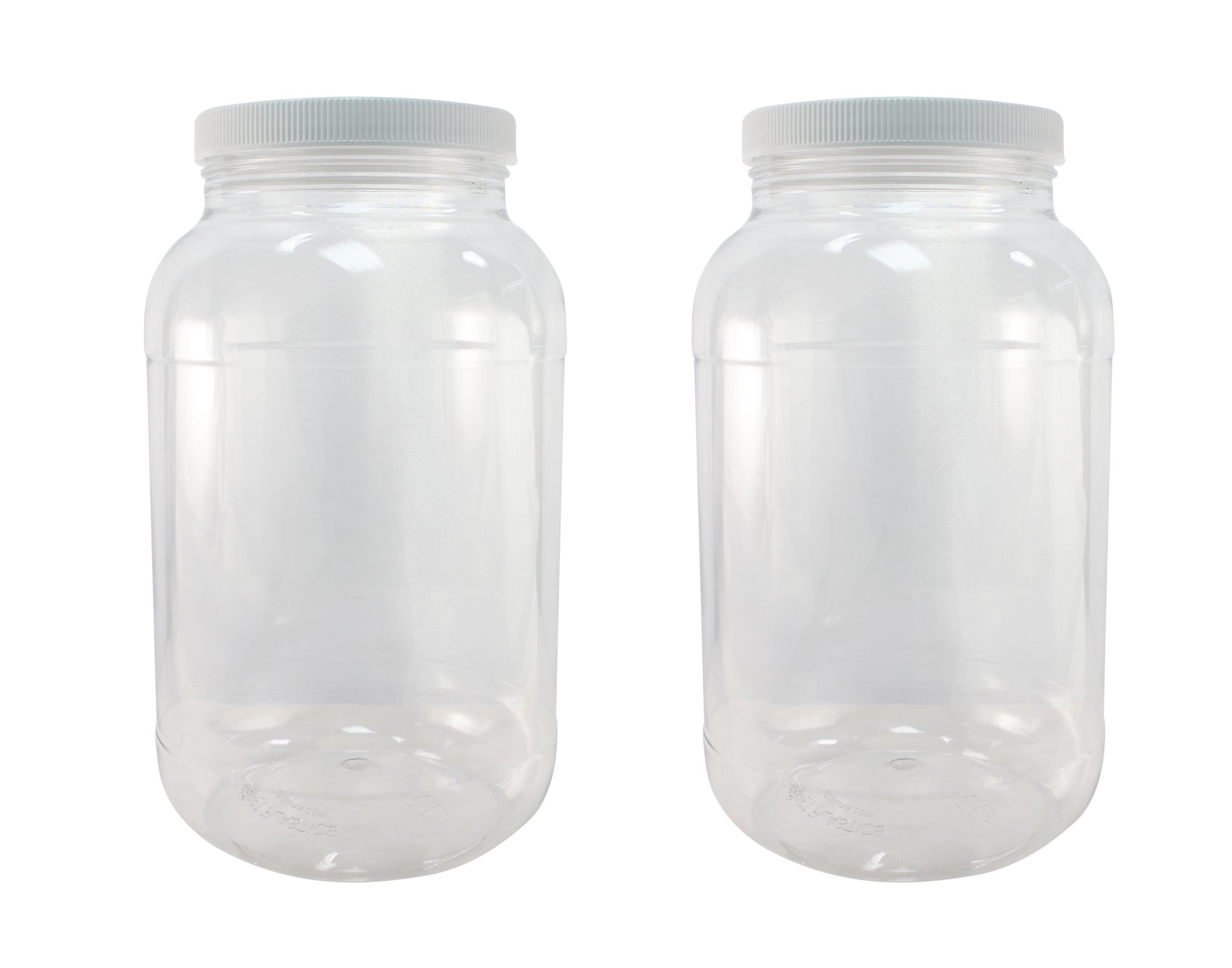 Pinnacle Mercantile Crystal Clear PET Plastic Jars with Screw on Lids 64 oz Set of 3 Wide Mouth