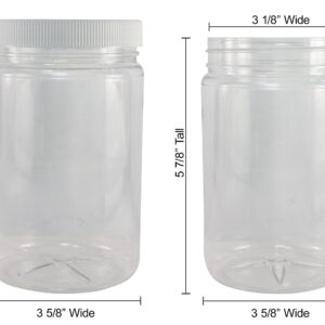 Pinnacle Mercantile Crystal Clear PET Plastic Jars with Screw on Lids 64 oz Set of 3 Wide Mouth