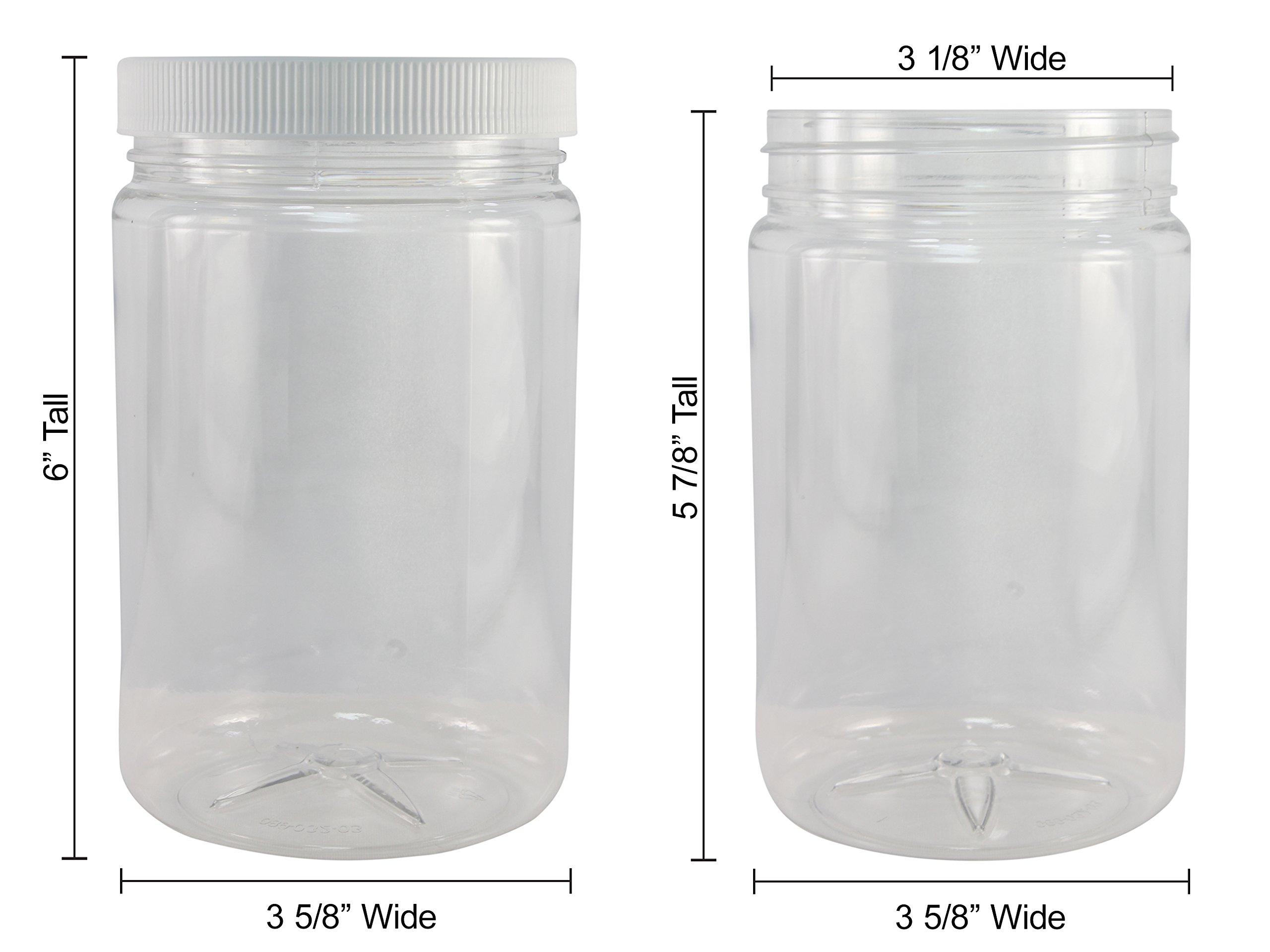 Pinnacle Mercantile Crystal Clear PET Plastic Jars with Screw on Lids 64 oz Set of 3 Wide Mouth