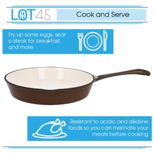 Lot45 Enameled Cast Iron Cookware Set - 3 Piece Non-Stick Ceramic Coated Cast Iron Skillets Stove and Oven Safe Pan Set for Cooking - Heavy Duty Easy Care Glazed Cast Iron