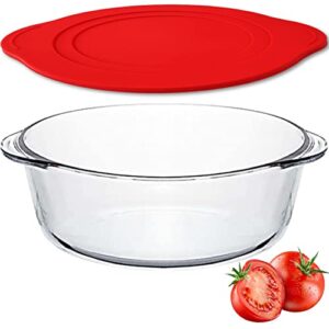 ums glass casserole dish - borosilicate glass, bakeware with lid | food storage glass baking dish with lid, oven, stove, microwave, dishwasher and refrigerator safe baking dish - 2.2 quarts