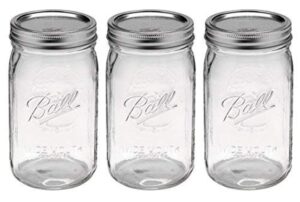 ball quart jar with silver lid, wide mouth, set of 3