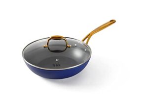frök all-in-one platinum non-stick fry pan meets wok with lid, 11-inch, blue & gold
