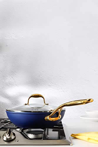 frök All-In-One Platinum Non-Stick Fry Pan Meets Wok with Lid, 11-Inch, Blue & Gold