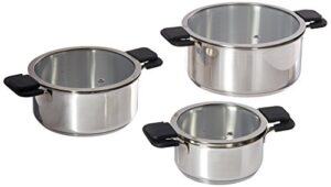 the ozeri 6-piece stainless steel inductive pot set with straining and hands-free glass lids